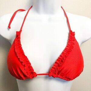 Wantz Ruffle Red Triangle Bikini Top